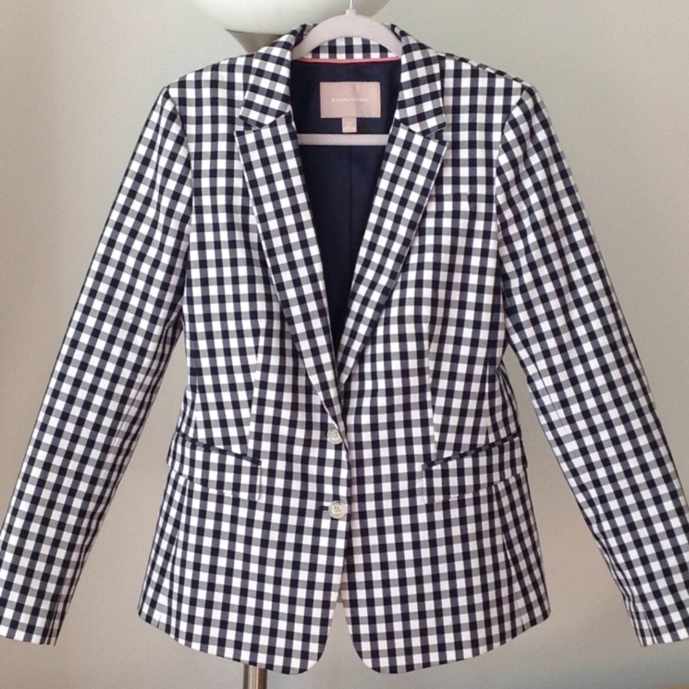 ⭕️ Banana Republic - B/W 'Gingham Fitted' Jacket - Picture 4 of 8